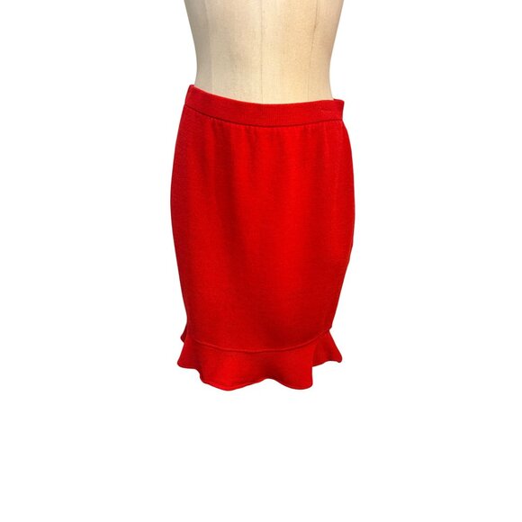 St. John Evening Dresses & Skirts - St. John Evening by Marie Gray Red Santana Knit Skirt With Ruffle Hemline size 6